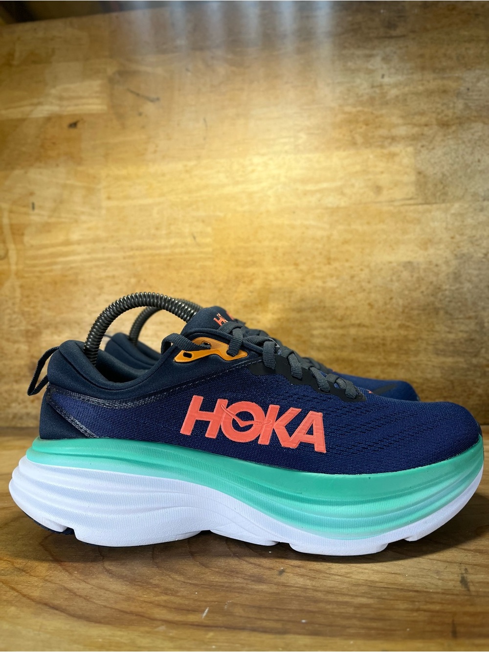 Hoka One One Bondi 8 REFLECTIVE Womens Size 8.5 Running Shoes Sneakers Blue